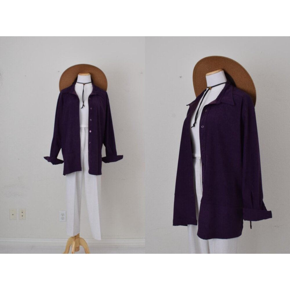 Vintage 90s Plum‎ Velvety Soft Poly/Spandex Shacket | size 2x